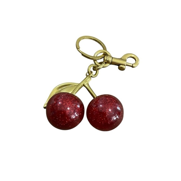Resin Cherry Bag Charm with Gold Accents - Picture 3 of 5